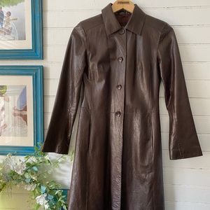 XS Vintage leather long coat